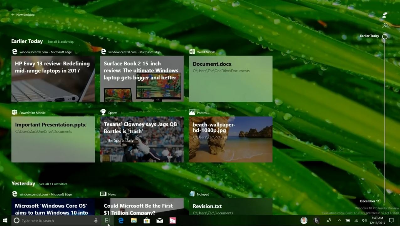 Windows 10 RS4預(yù)覽版17063時(shí)間軸亮相，接近正式版
