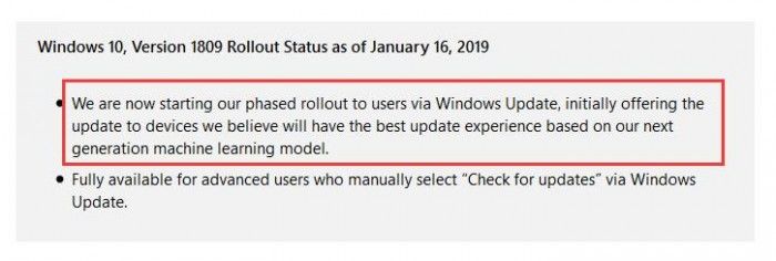 Windows 10十月更新開始通過Windows Update自動(dòng)推薦升級(jí)
